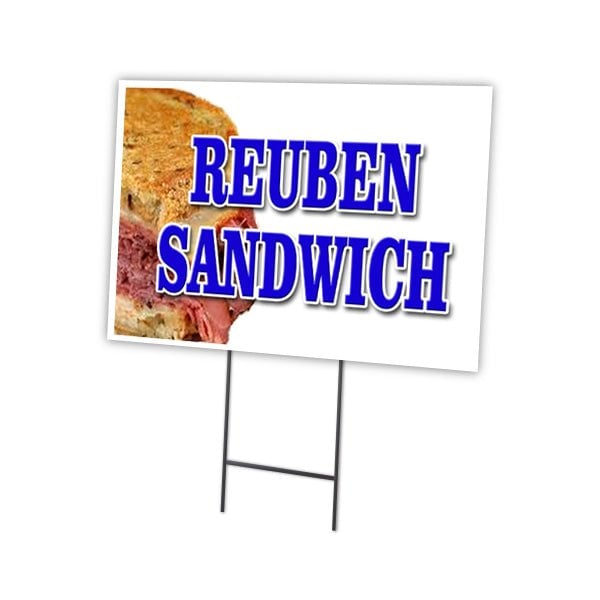 Reuben Sandwich Yard Sign & Stake outdoor plastic coroplast window, C-1824-DS-Reuben Sandwich